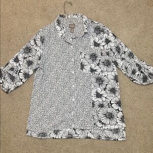 Black and White Floral Blouse